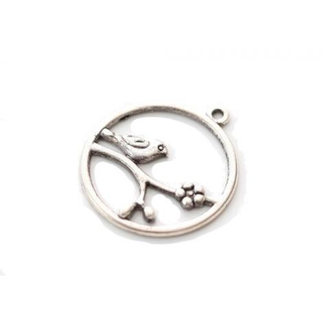 Zawieszka metalowa Charms ScrapBerry's Ptak w kole, 32mm